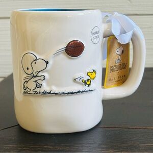 RAE DUNN x Peanuts SNOOPY & Woodstock Football ‘GO TEAM!’ Coffee Mug‎ NEW